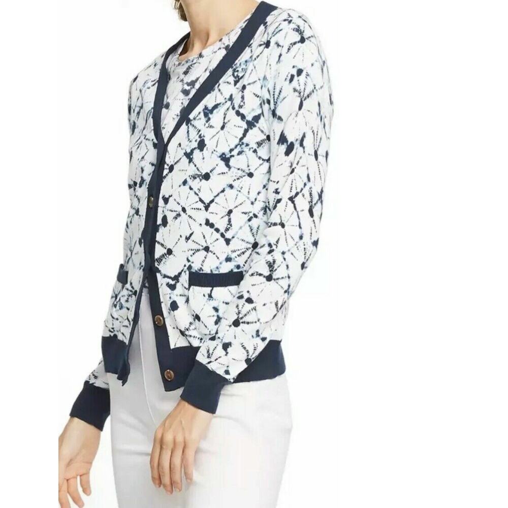 EUC Thakoon for Target XXO Long Sleeve V-Neck Sweater Cardigan White Blue Sz L